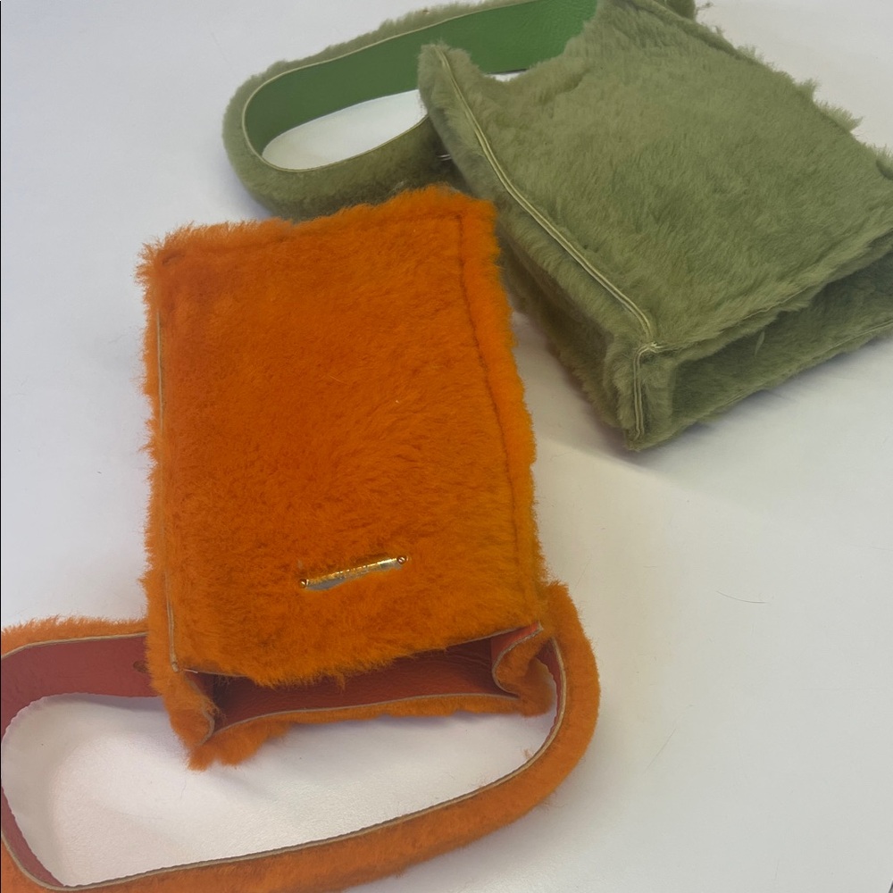 Shearling Fur Furry Shoulder Bag in Orange or Green